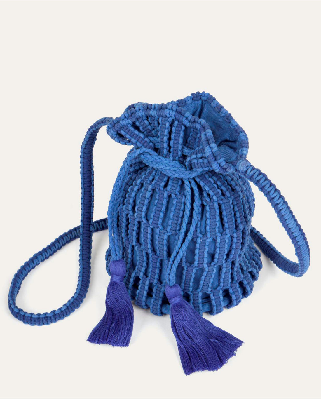 SURKANA - Borsa in cotone intrecciato, Azzurro