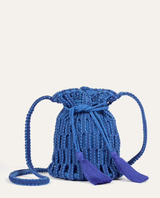 SURKANA - Borsa in cotone intrecciato, Azzurro