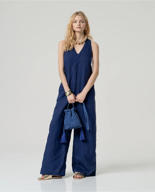 SURKANA - Borsa in cotone intrecciato, Azzurro