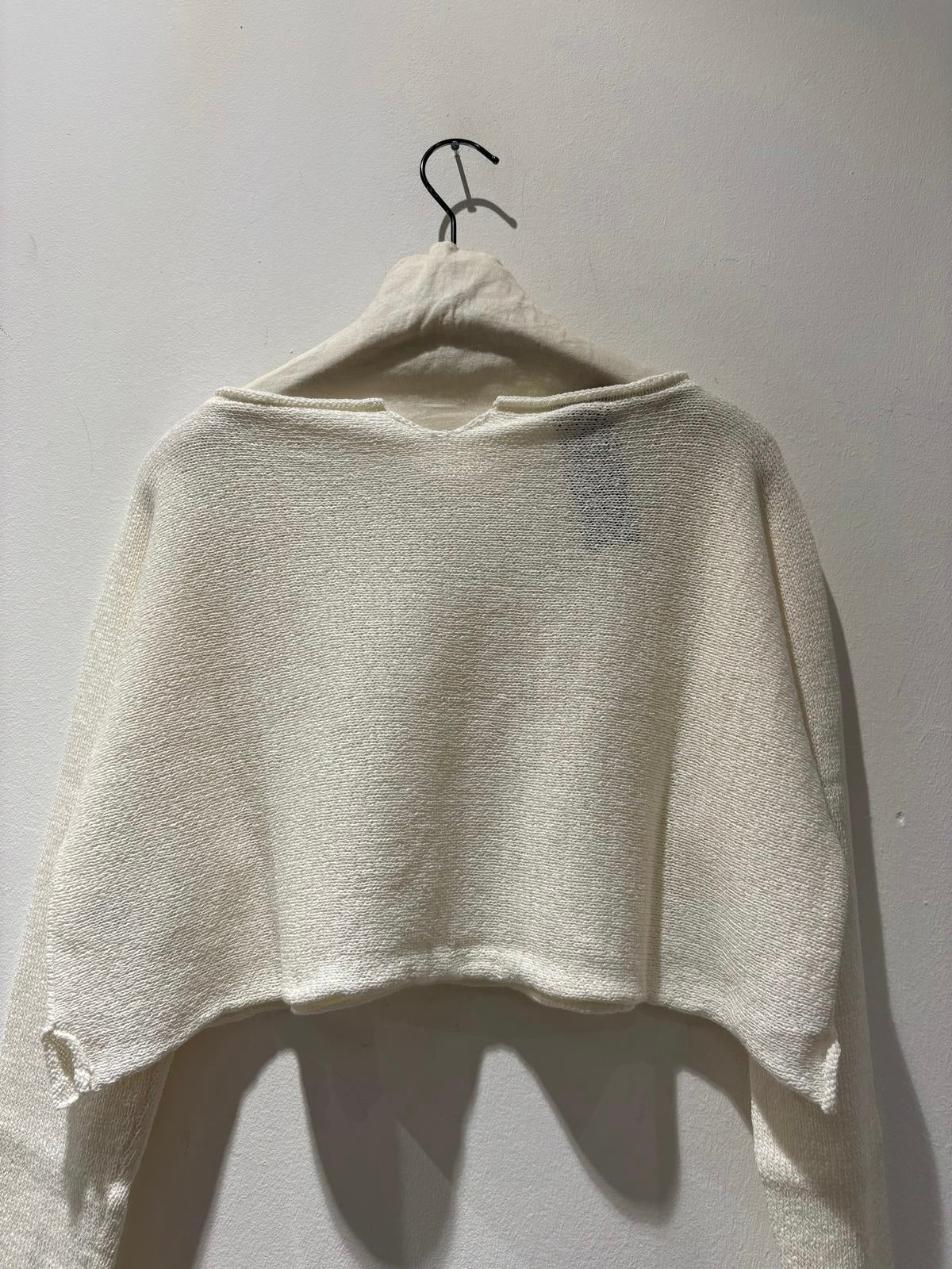 RUNDHOLZ - Pullover corto misto lino, Offwhite