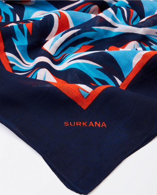 SURKANA - Foulard pareo stampa onde geometriche, Azzurro