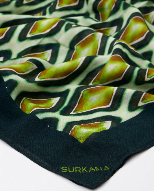 SURKANA - Foulard pareo stampa geometrica a rombi, Verde