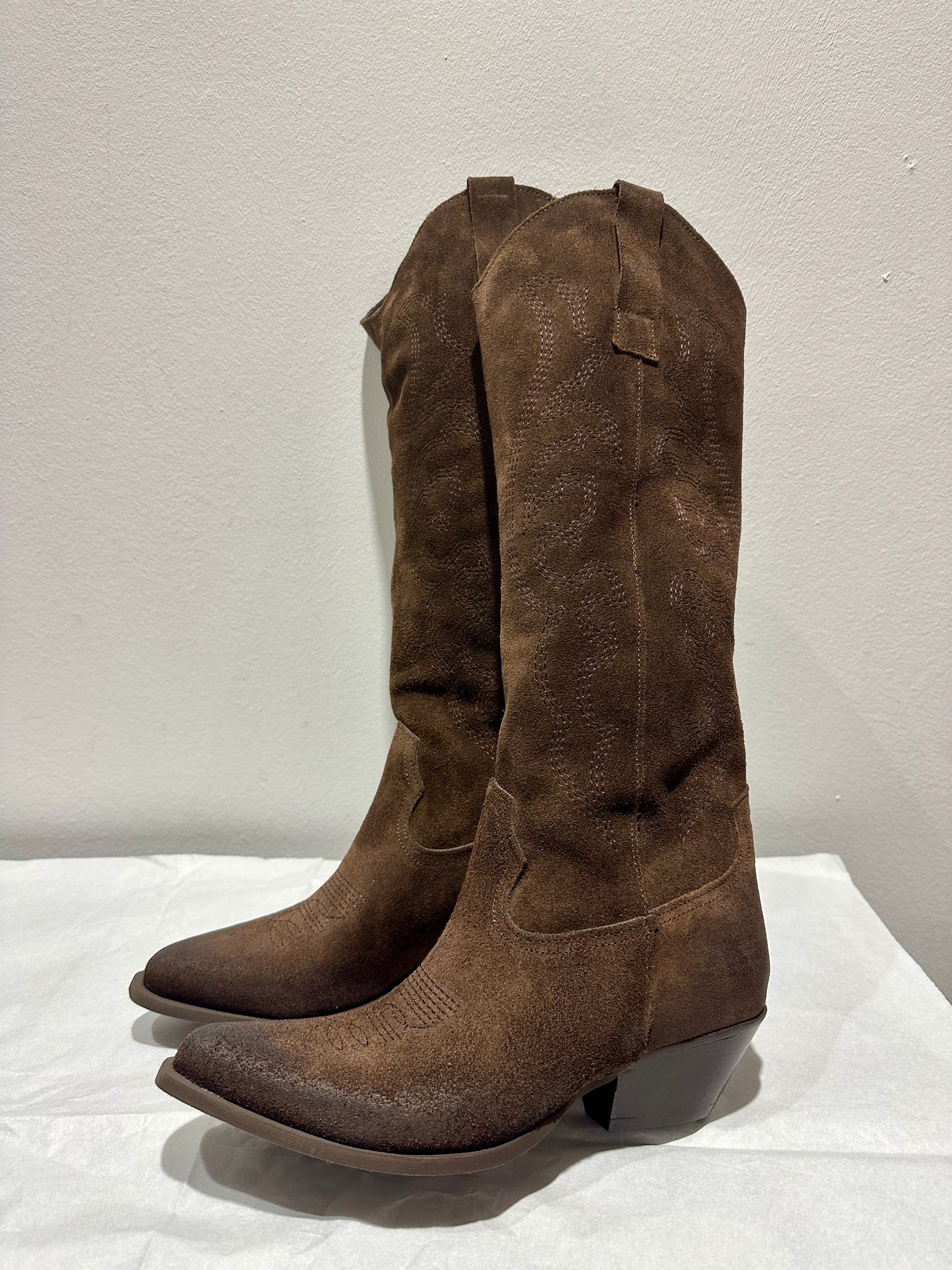 SUSY MIX - Stivale alto in pelle scamosciato, Beige