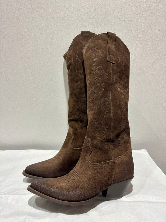 SUSY MIX - Stivale alto in pelle scamosciato, Beige