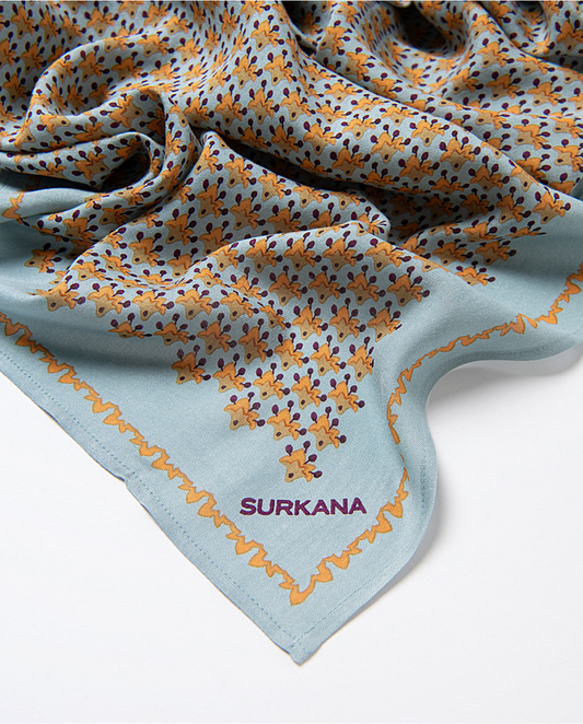 SURKANA - Sciarpa in viscosa fantasia, Blu Polvere