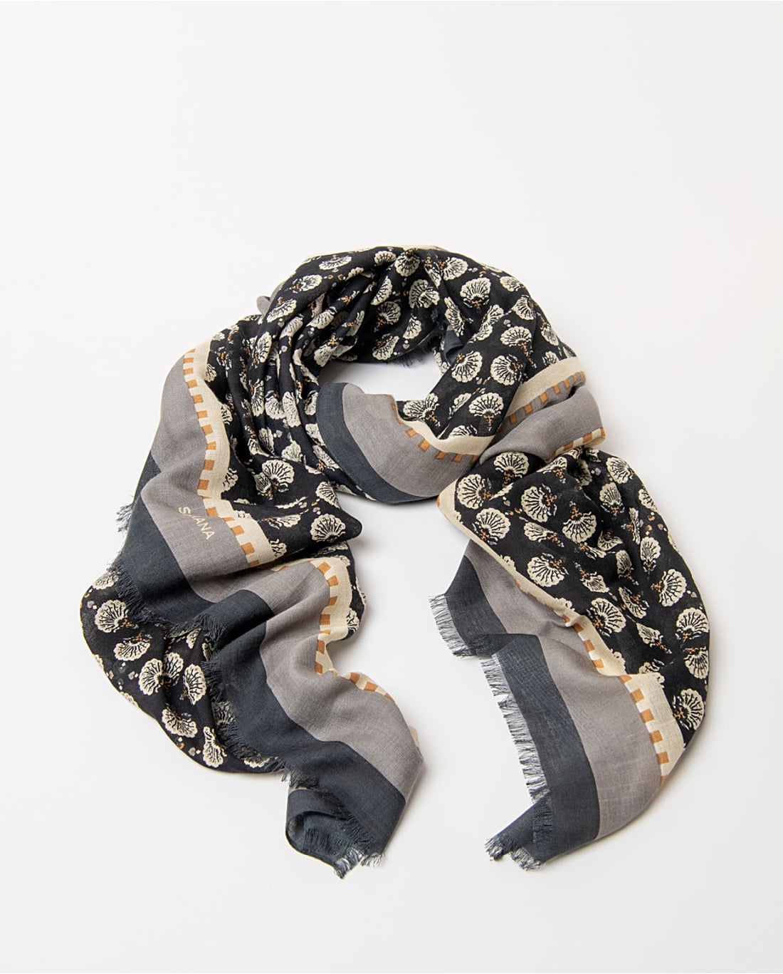SURKANA - Foulard stampato a fiori nero
