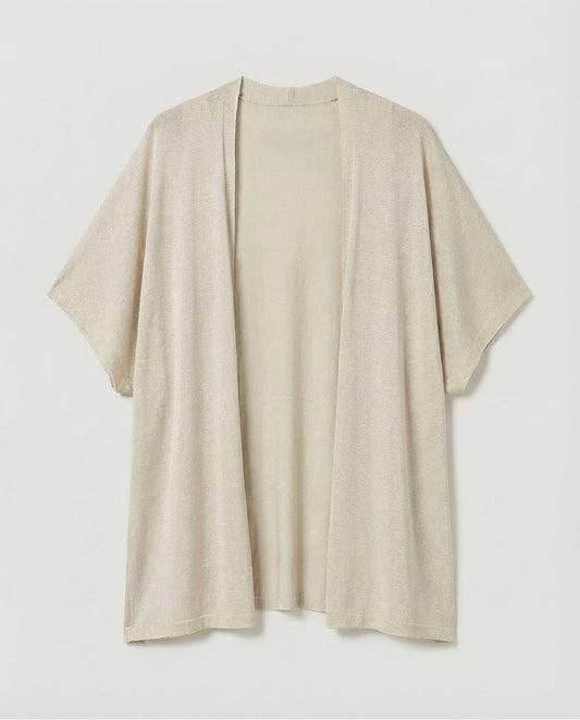 SURKANA - Poncho aperto brillante, Crudo