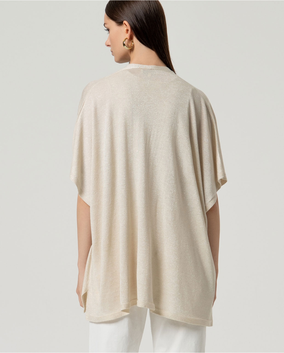 SURKANA - Poncho aperto brillante, Crudo