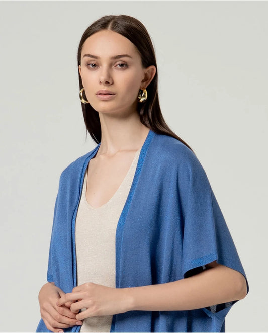 SURKANA - Poncho aperto brillante, Azzurro