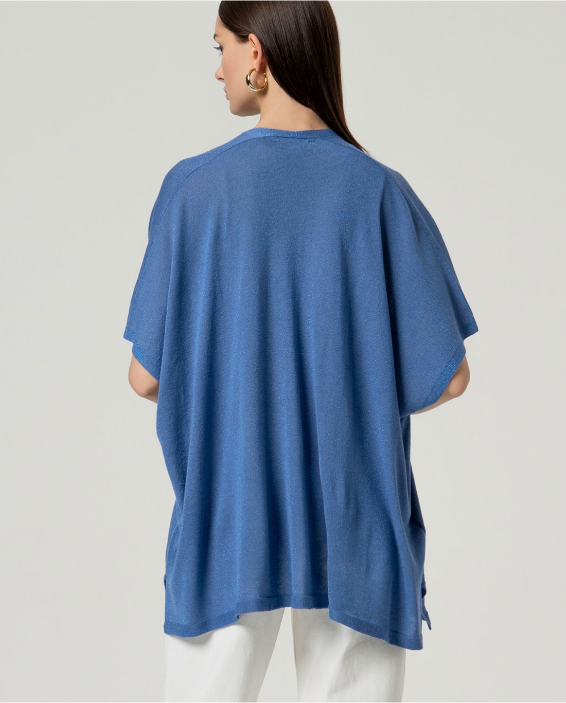 SURKANA - Poncho aperto brillante, Azzurro