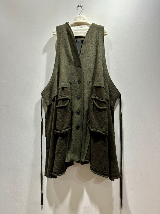 RUNDHOLZ - Gilet lungo 100% lana, Jungle