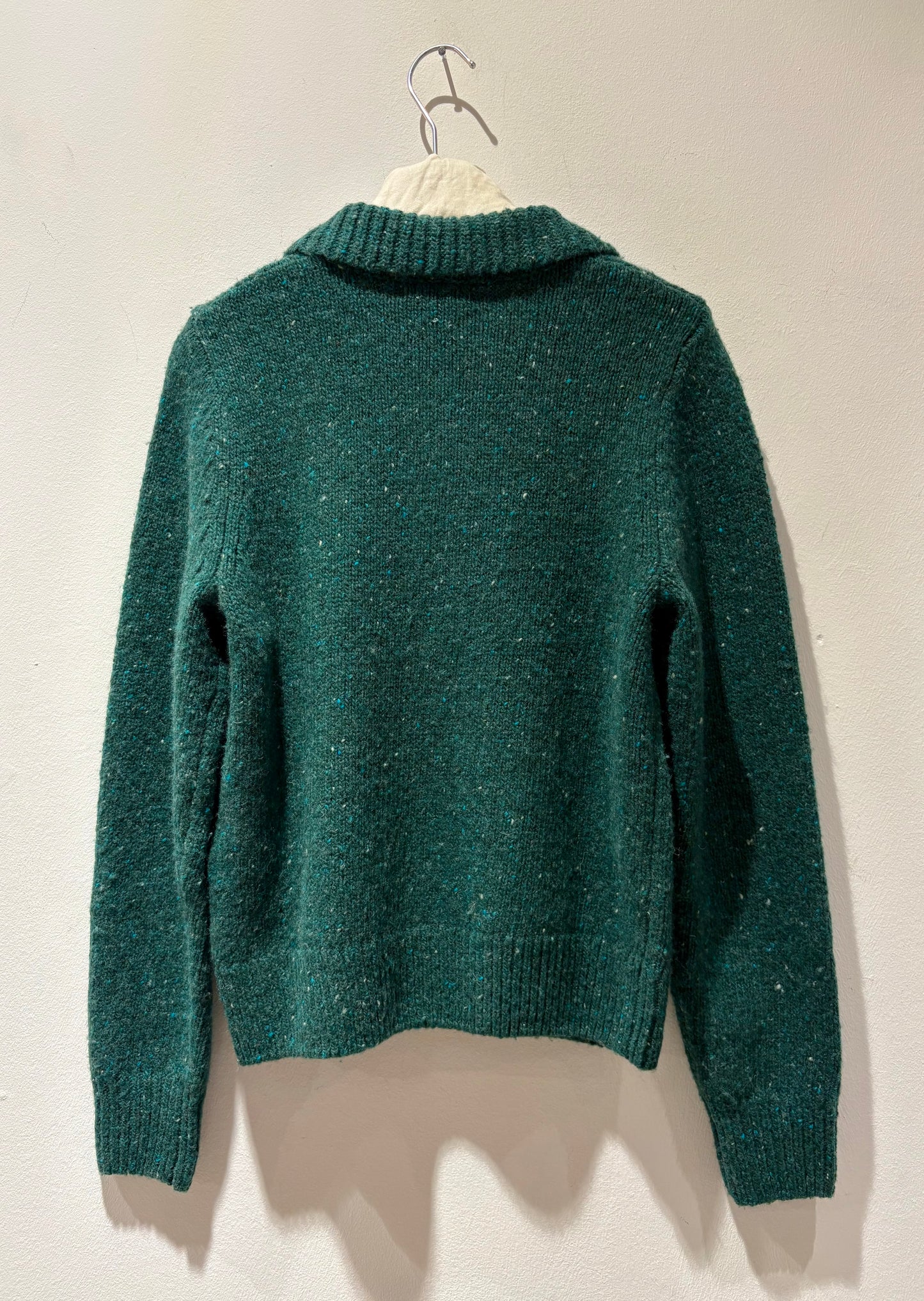 YERSE - Cardigan misto lana merino, Verde Mélange