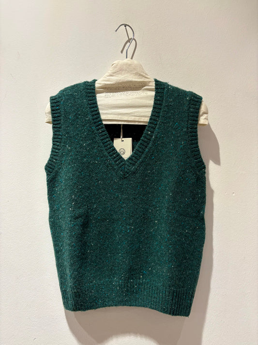 YERSE - Gilet misto lana merino, Verde Mélange