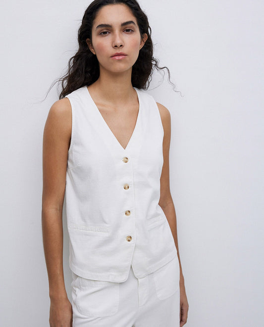 YERSE - Gilet in cotone, Ecru