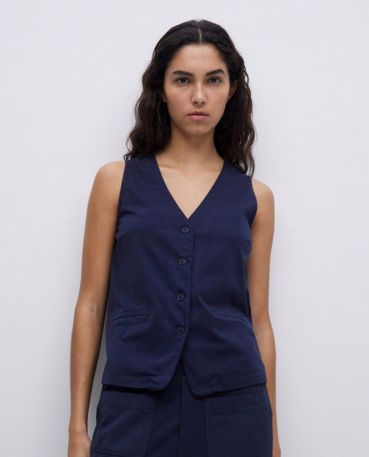 YERSE - Gilet in cotone, Blu