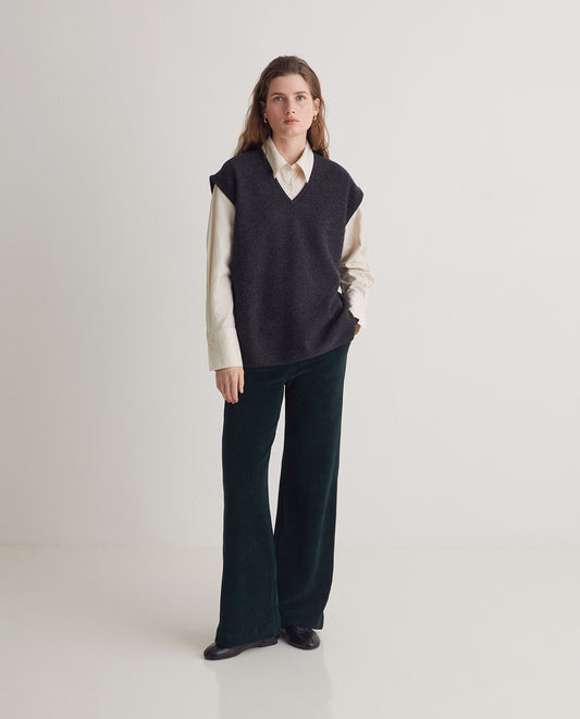 YERSE - Pantalone in velluto a coste, Dark Forest