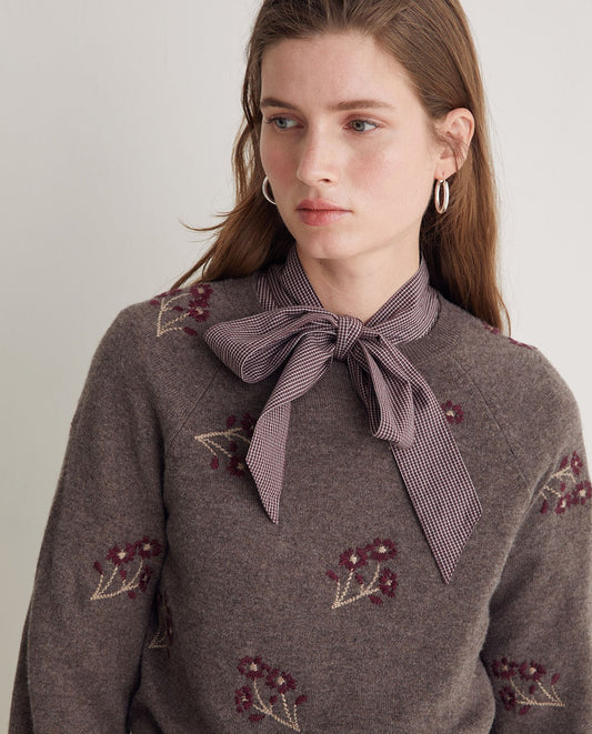 YERSE - Maglia misto lana con ricamo floreale