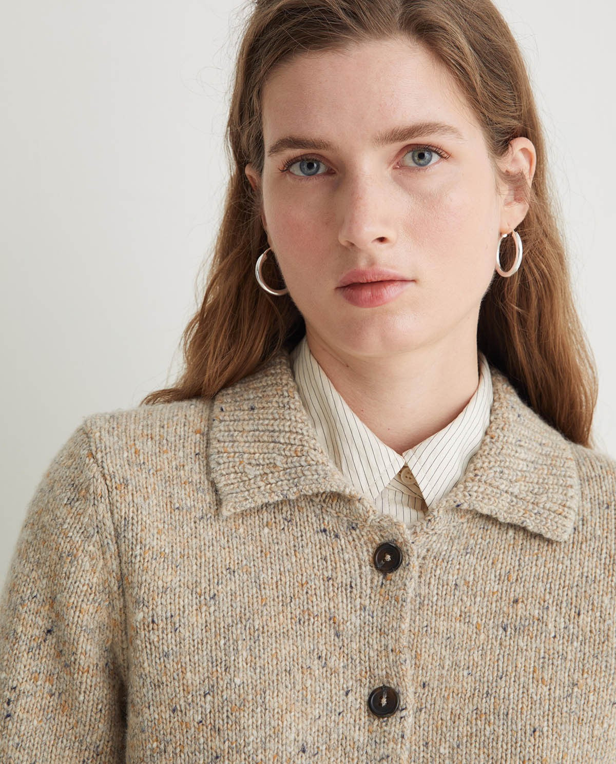 YERSE - Cardigan misto lana merino, Beige