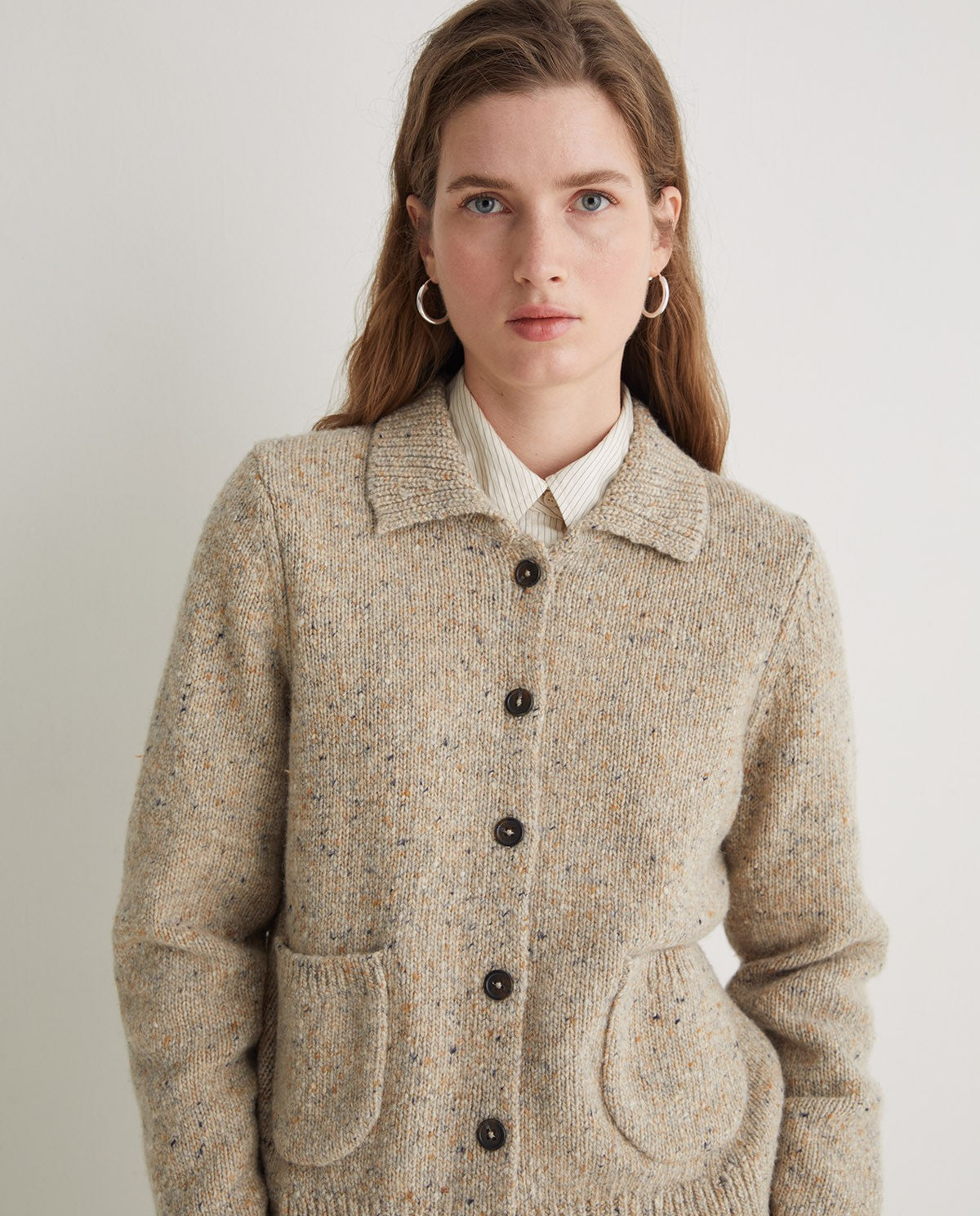 YERSE - Cardigan misto lana merino, Beige