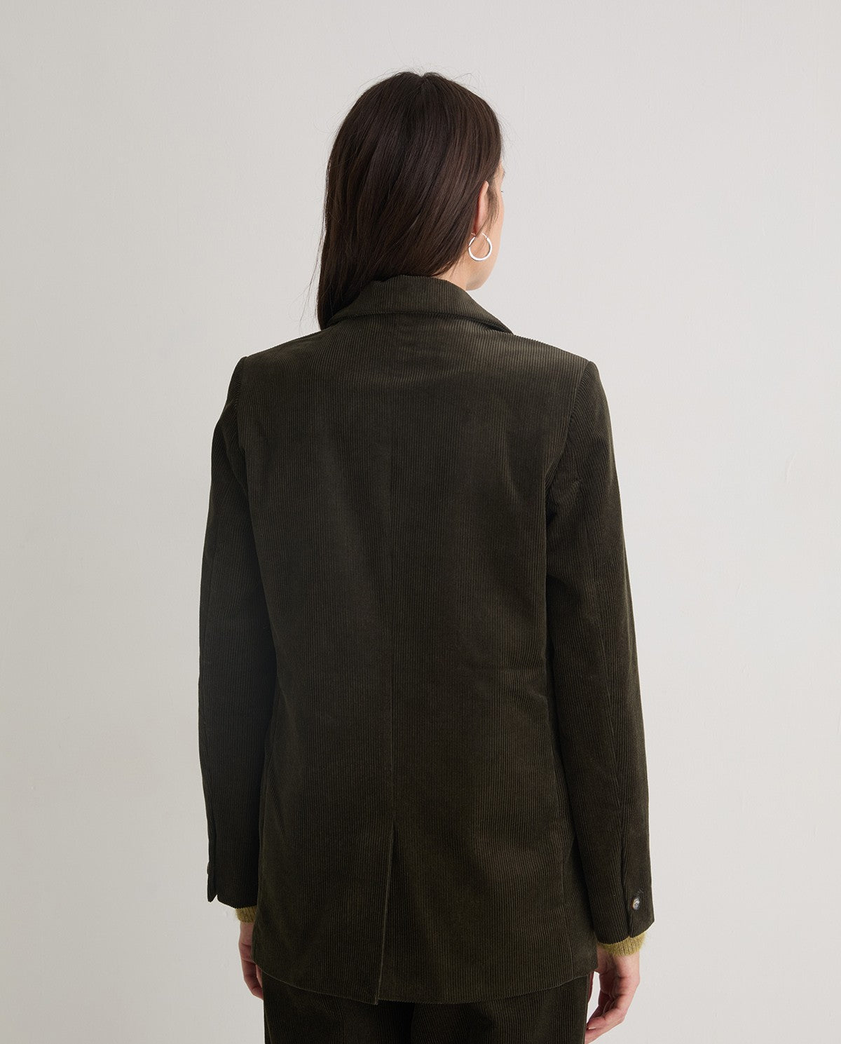 YERSE - Blazer doppiopetto in velluto, Kaki