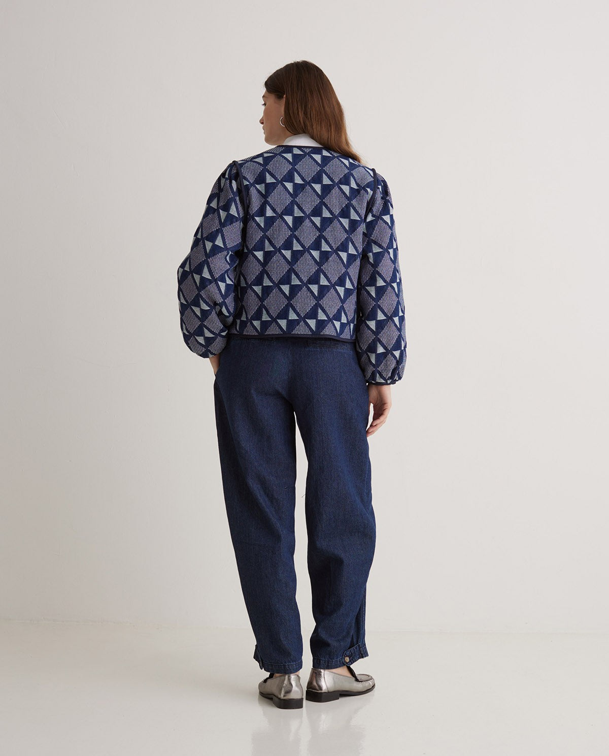 YERSE - Giacca jaquard imbottita, Indigo