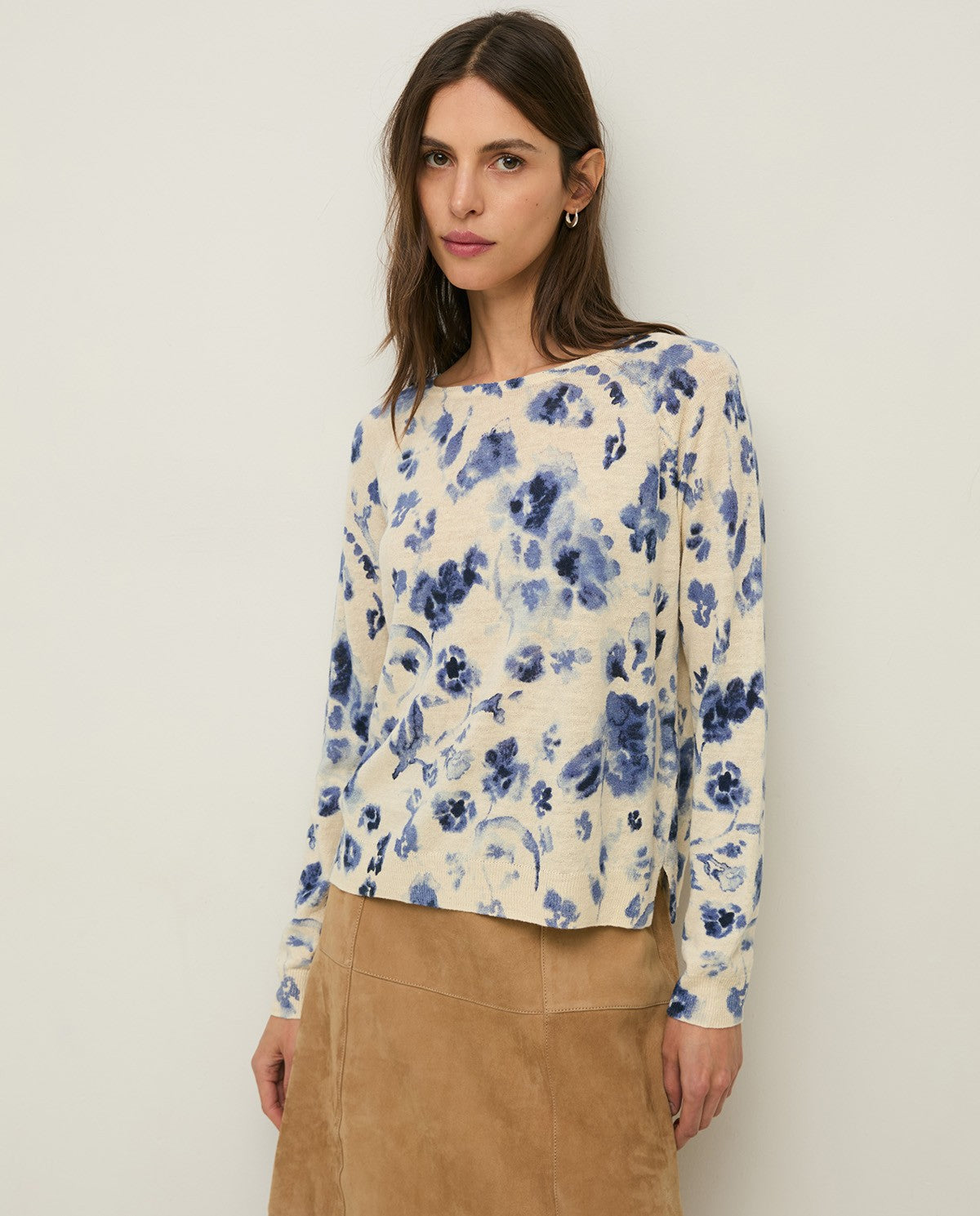YERSE - Maglia floreale, Blu