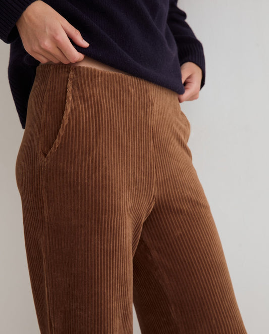 YERSE - Pantalone in velluto cammello