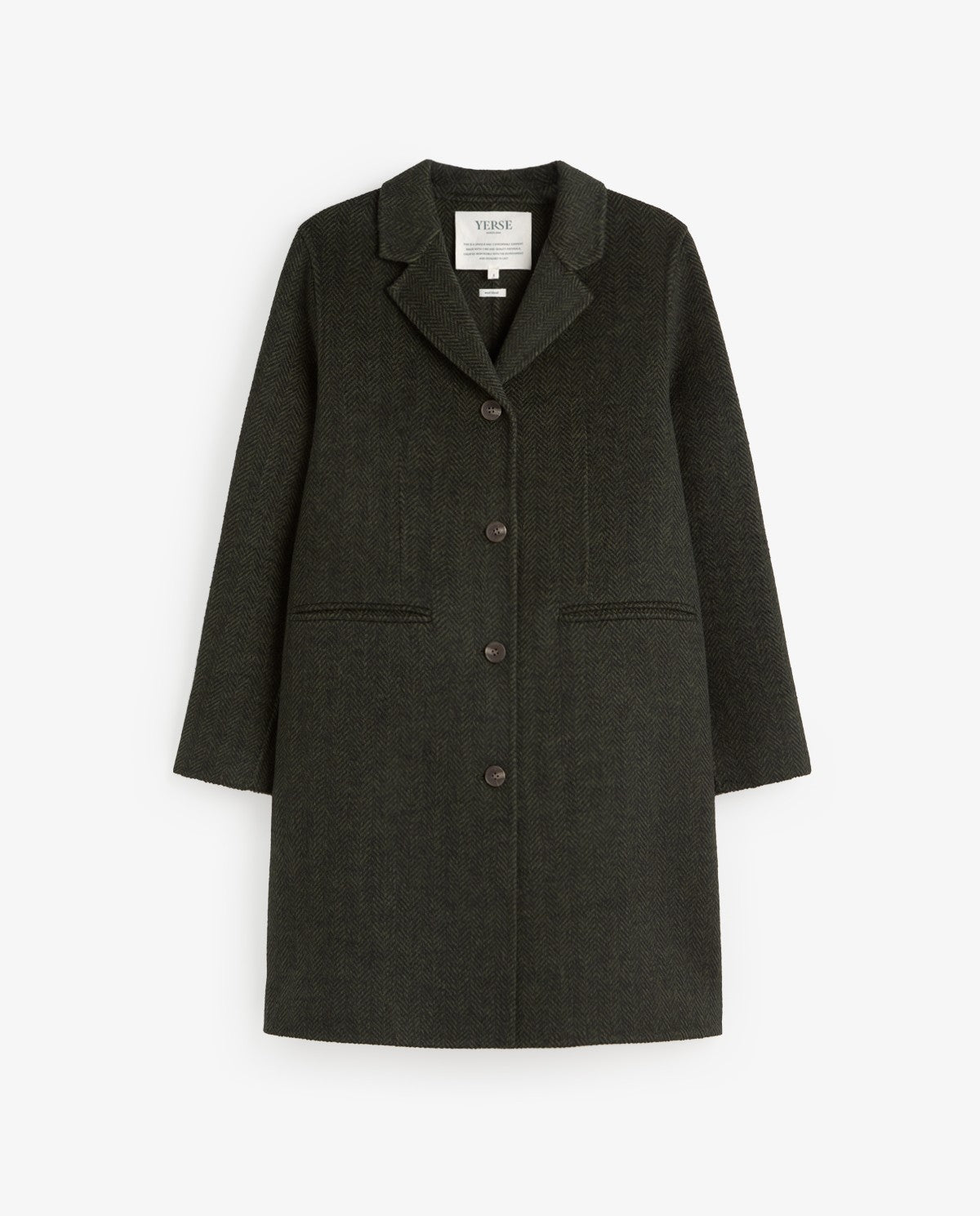 YERSE - Cappotto midi in misto lana spigato