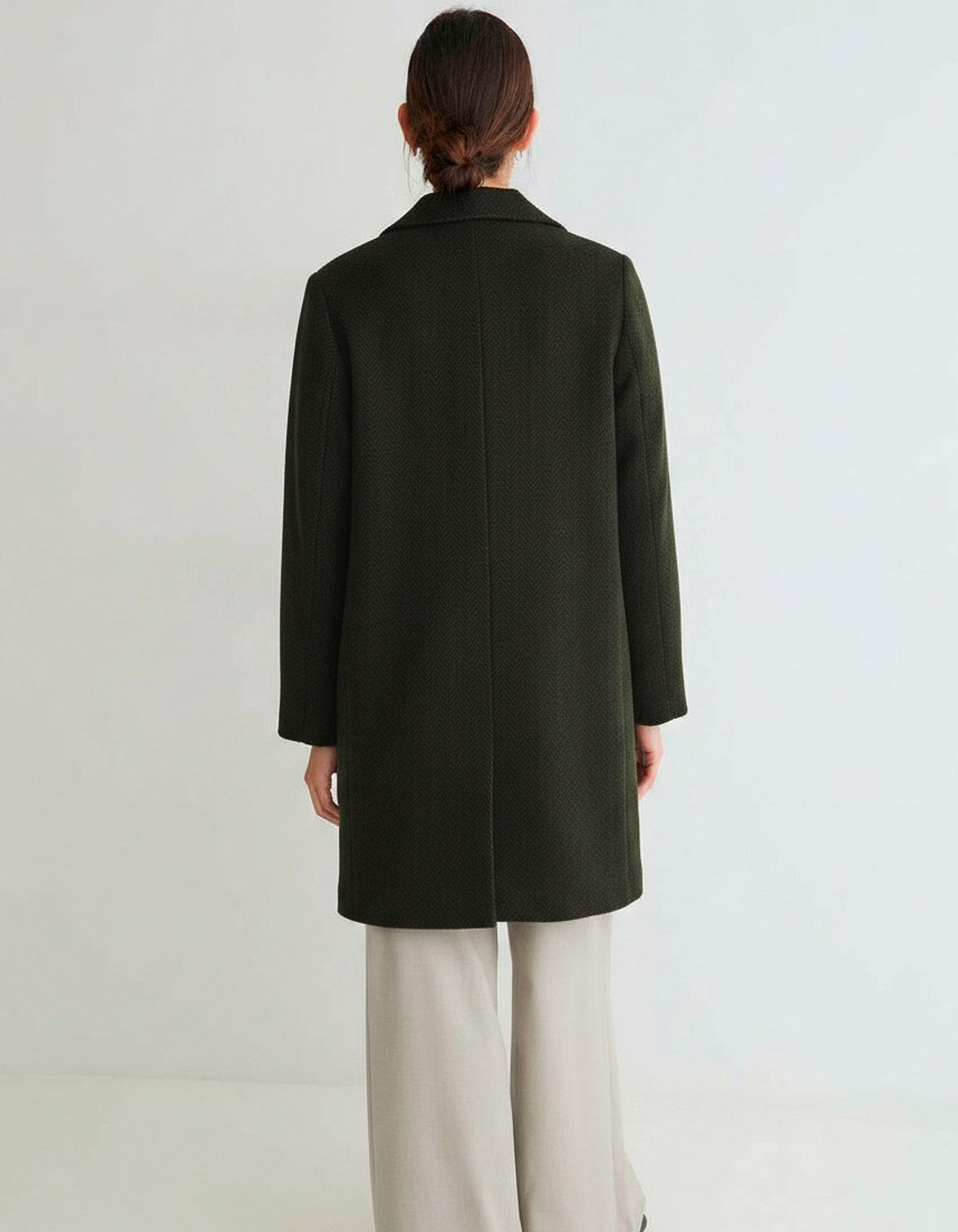 YERSE - Cappotto midi in misto lana spigato
