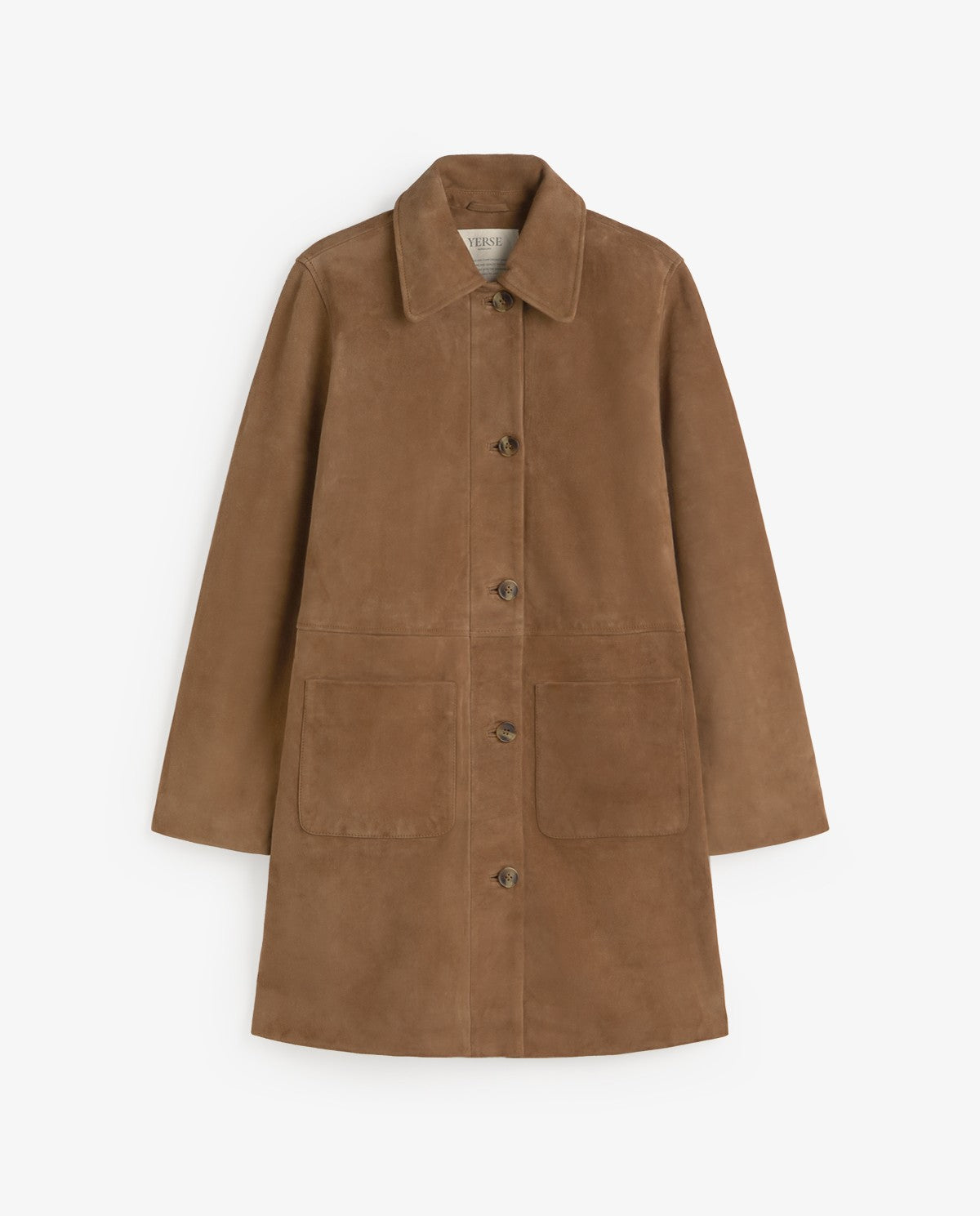 YERSE - Cappotto midi in pelle scamosciata