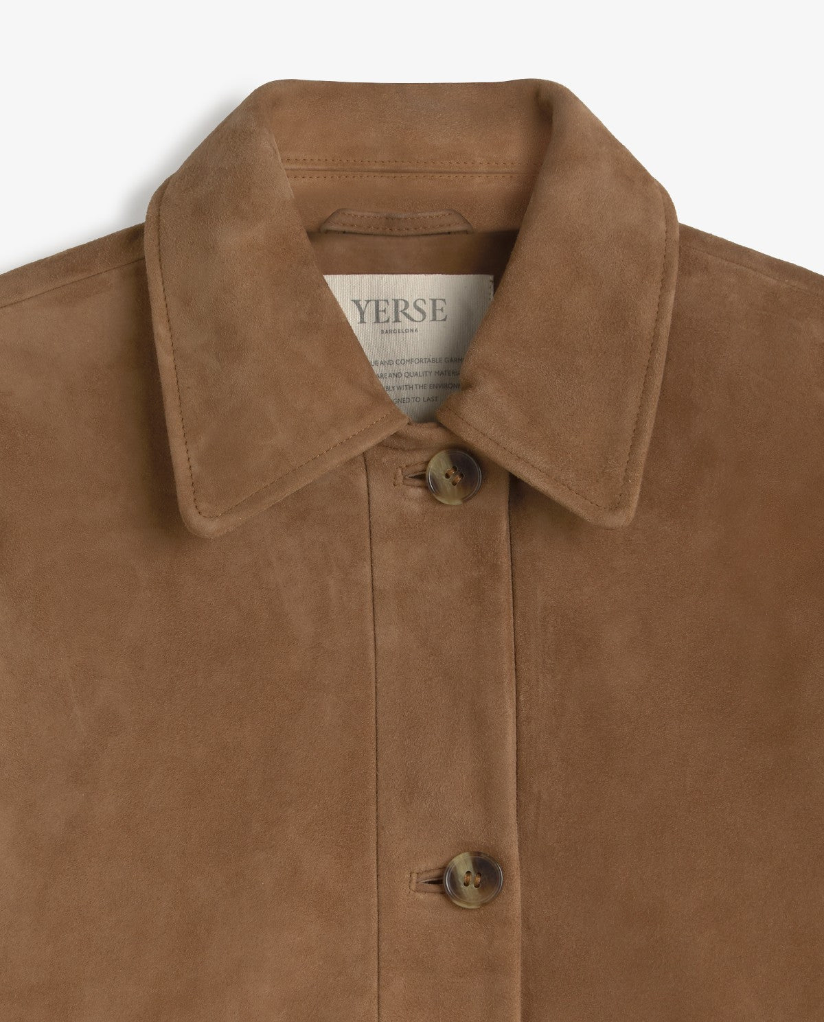 YERSE - Cappotto midi in pelle scamosciata