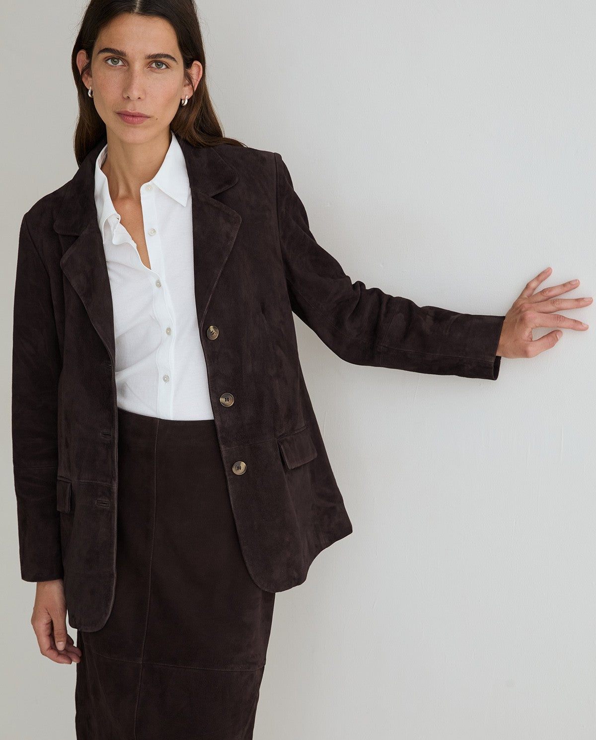 YERSE - Blazer sportivo in pelle scamosciata