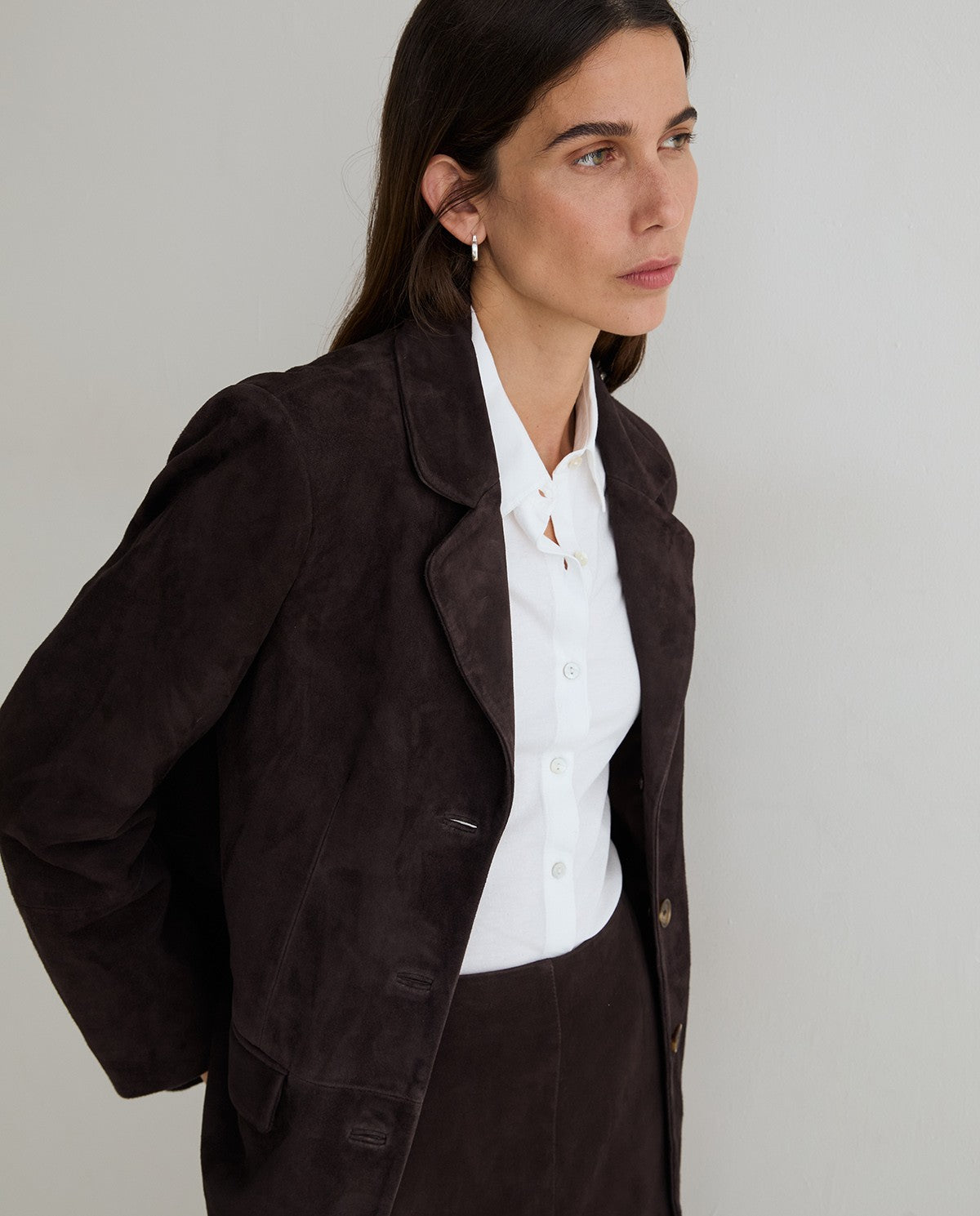 YERSE - Blazer sportivo in pelle scamosciata