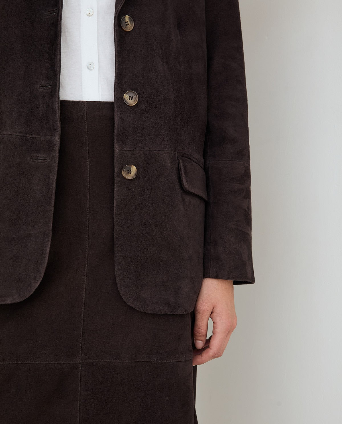 YERSE - Blazer sportivo in pelle scamosciata
