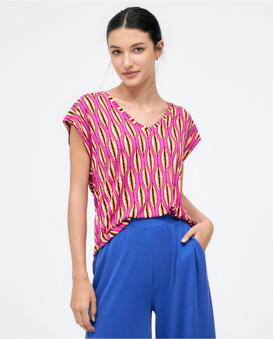 SURKANA - T-shirt scollo V, Fucsia