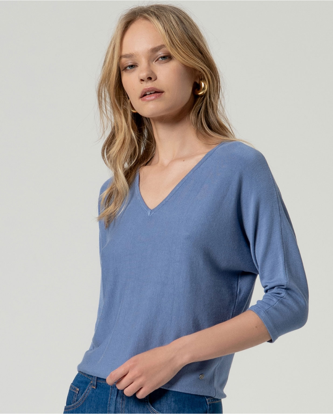 SURKANA - Maglia con maniche a pipistrello, Azzurro