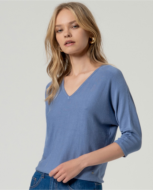 SURKANA - Maglia con maniche a pipistrello, Azzurro
