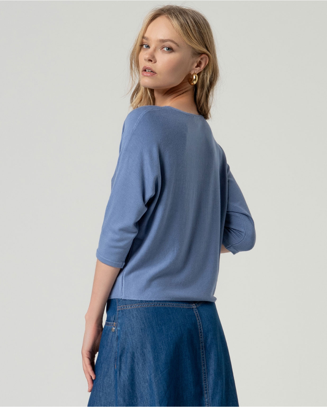 SURKANA - Maglia con maniche a pipistrello, Azzurro