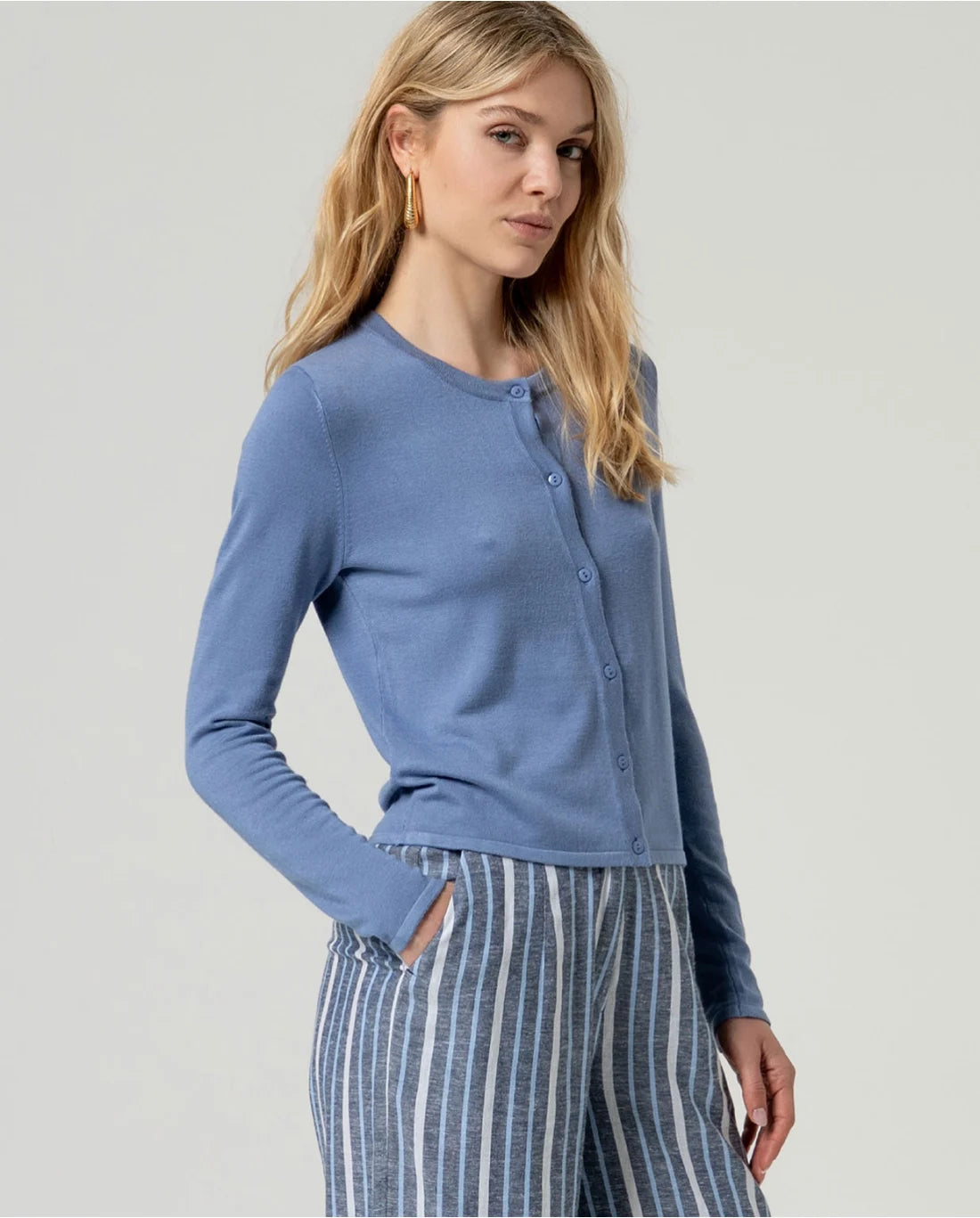SURKANA - Cardigan aderente, Azzurro
