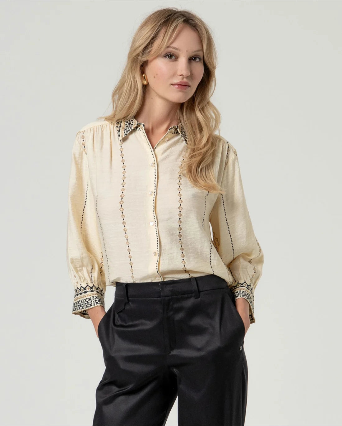 SURKANA - Pantalone dritto tencel, Nero