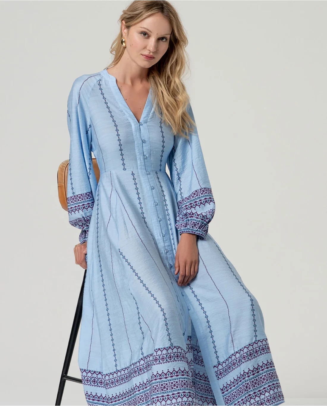 SURKANA - Abito camicia lungo, Blu