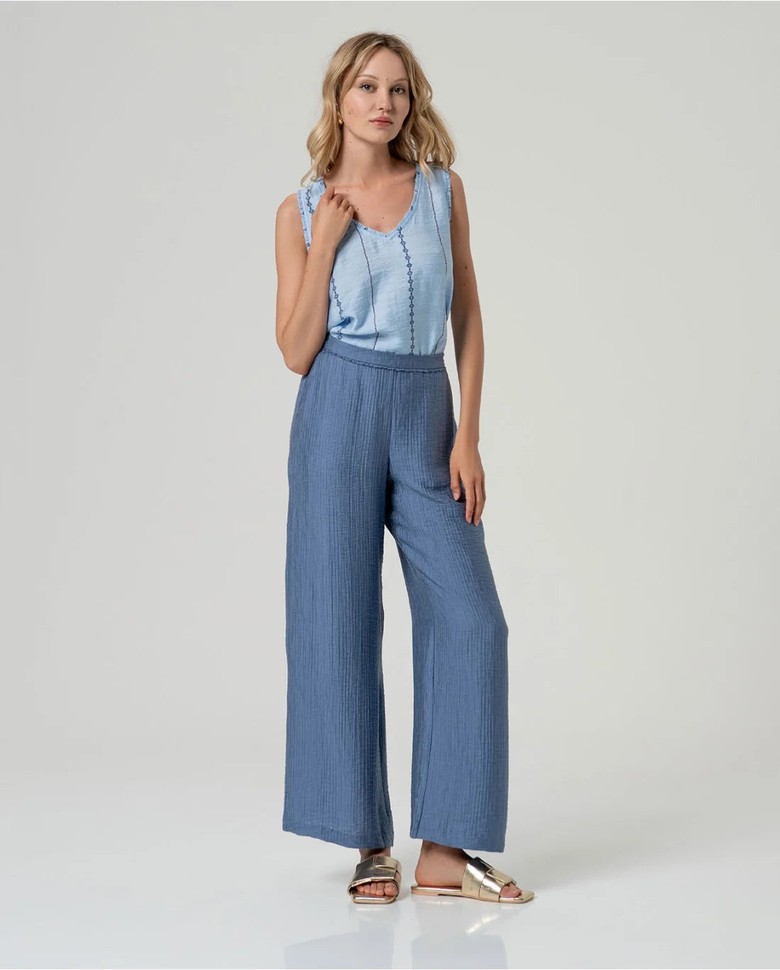 SURKANA - Pantalone dritto in viscosa, Blu