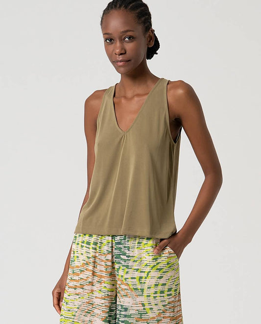 SURKANA - Top a V, Kaki