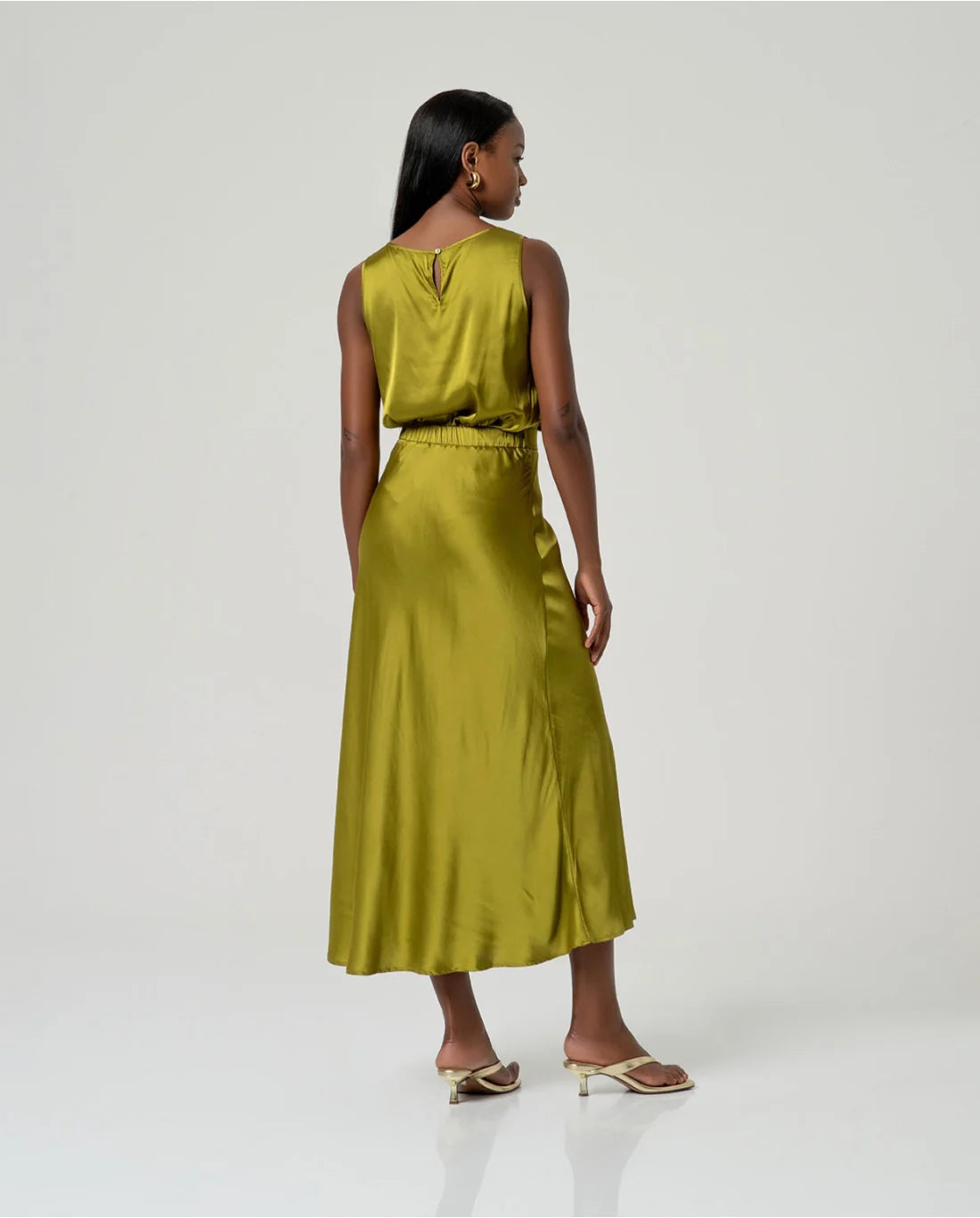 SURKANA - Maxi gonna in raso, Verde