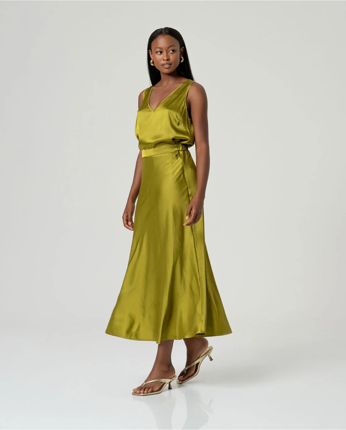 SURKANA - Maxi gonna in raso, Verde