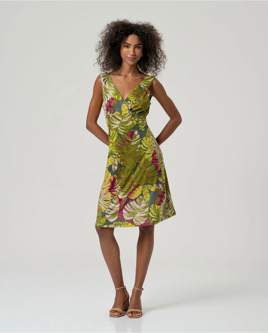 SURKANA - Vestito con scollo incrociato, Verde