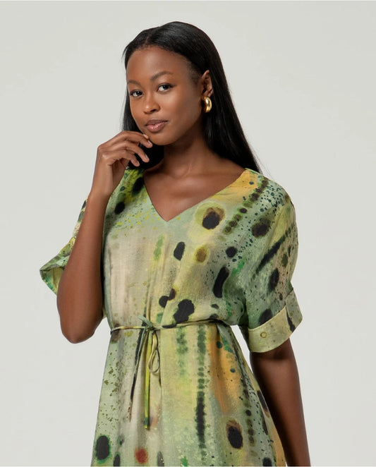 SURKANA - Vestito kimono stampato, Verde