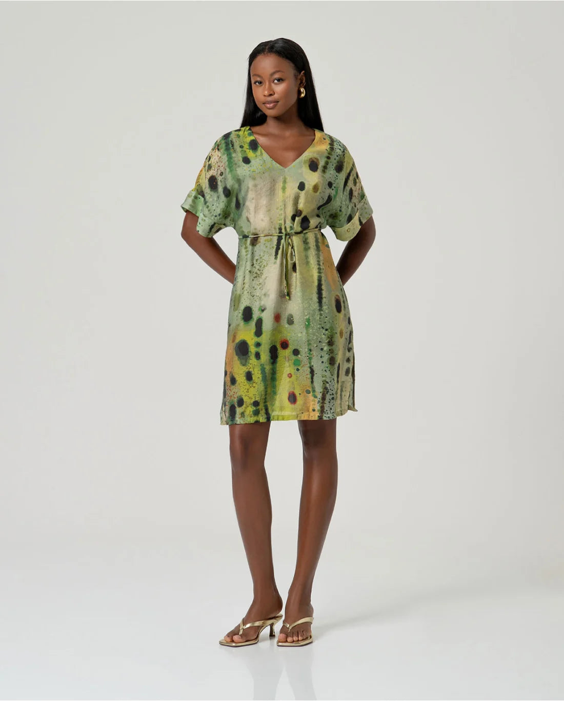 SURKANA - Vestito kimono stampato, Verde