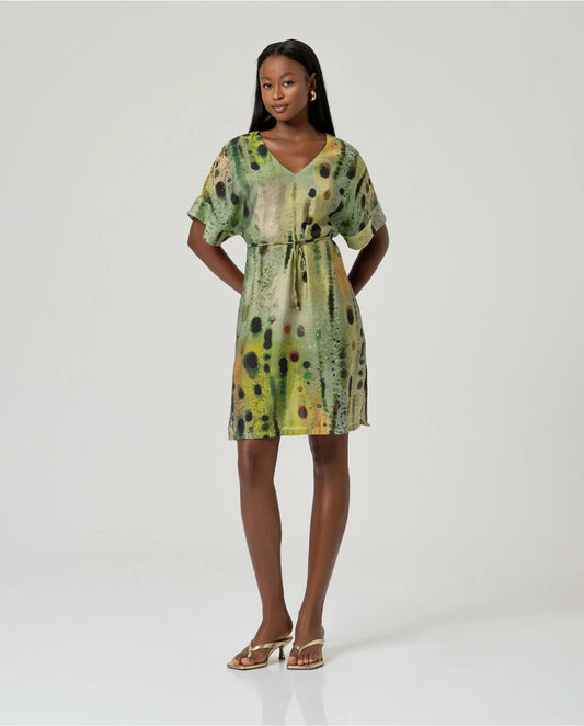 SURKANA - Vestito kimono stampato, Verde