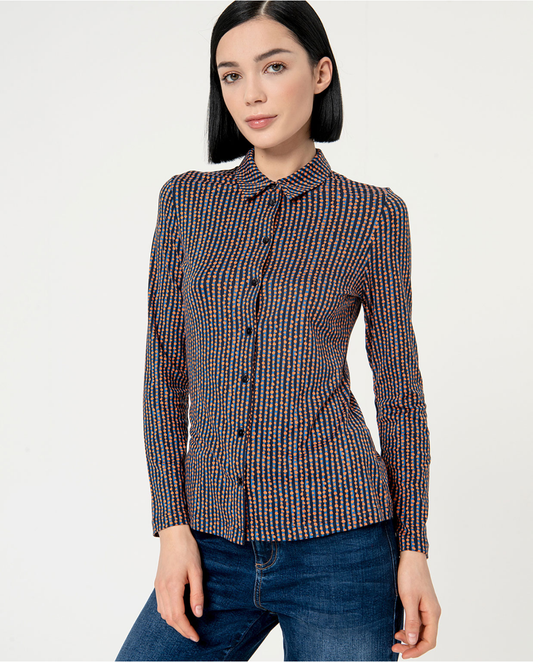 SURKANA - Camicia aderente stampata, Azzurro